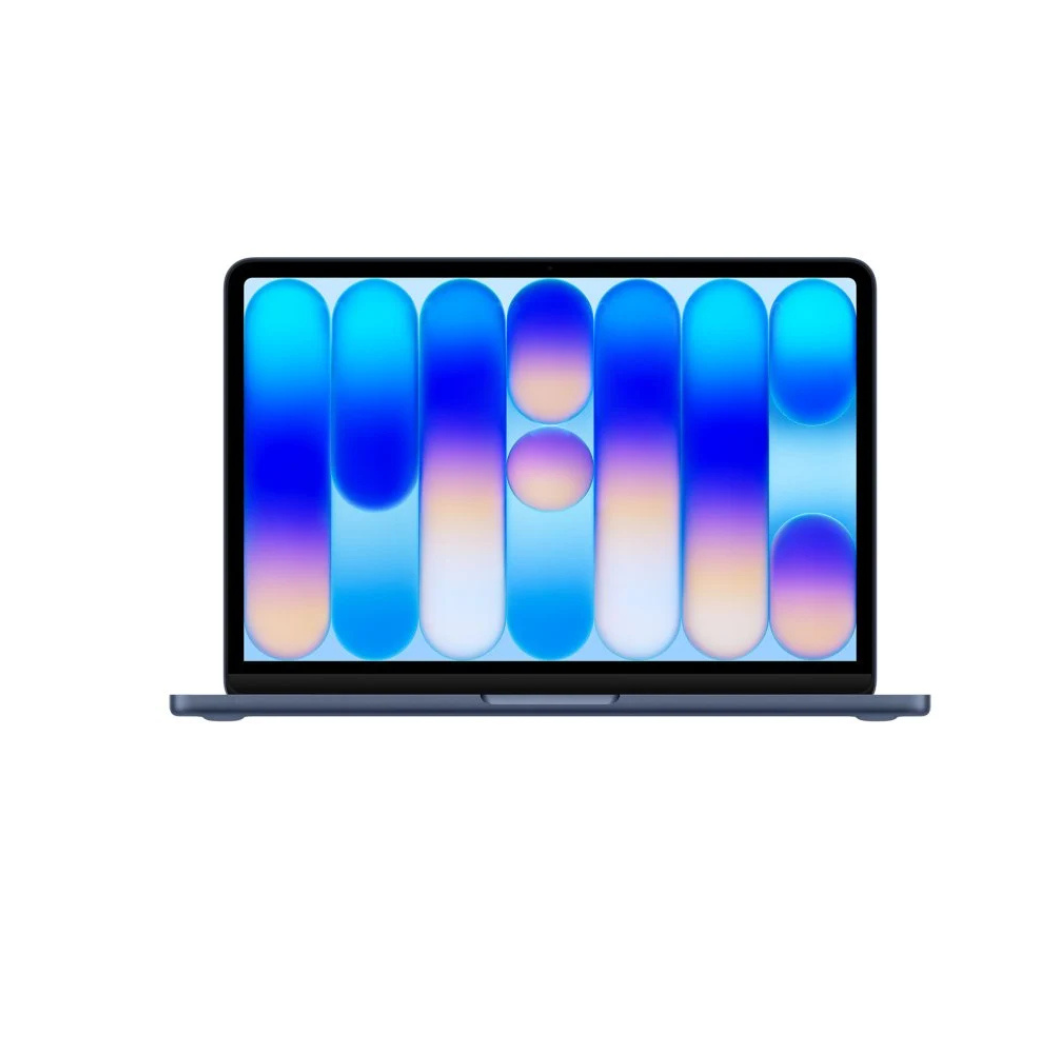 A 13-inch Apple MacBook Neo in Indigo, showcasing a deep, dark blue aluminum unibody design and matching keyboard in Nairobi Kenya

 A signature creative look that sits between the classic Midnight and Sky Blue finishes.
