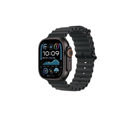 Smartwatch with a black band on a white background