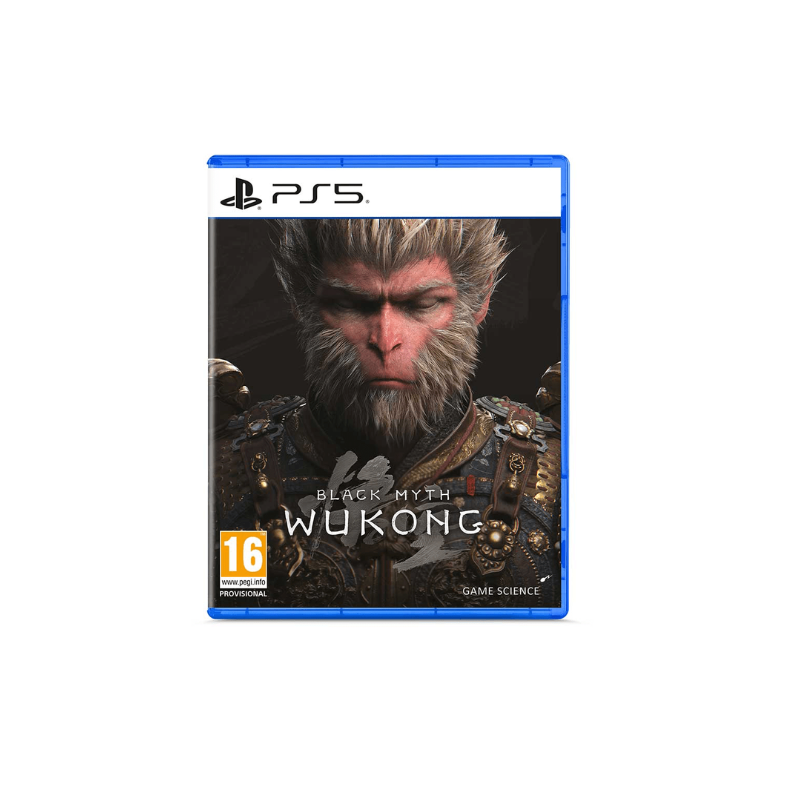 Black Myth: Wukong PS5 cover art featuring the Destined One holding his staff against a backdrop of ancient Chinese temples and mountains.
