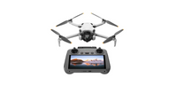 DJI Mini 4 Pro Fly More drone with remote control and screen displaying a scenic view on a white background