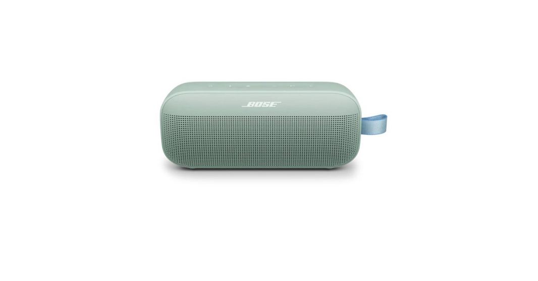 Green portable speaker with Bose logo on a white background
