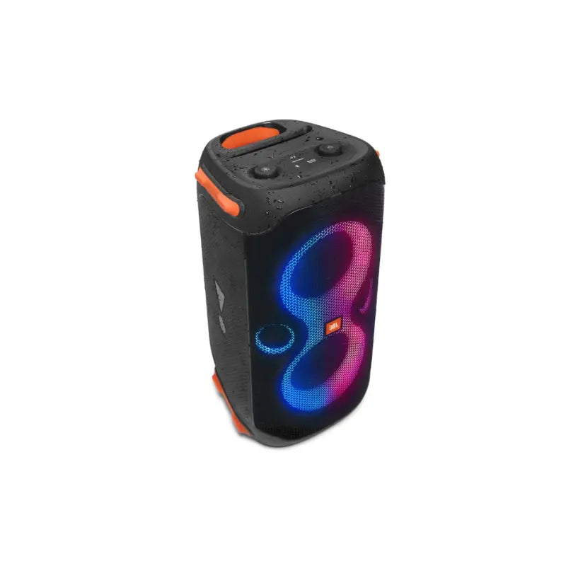JBL PartyBox 110 portable Bluetooth speaker with 160W sound, LED light show, and 12-hour battery for parties indoors and outdoors.
