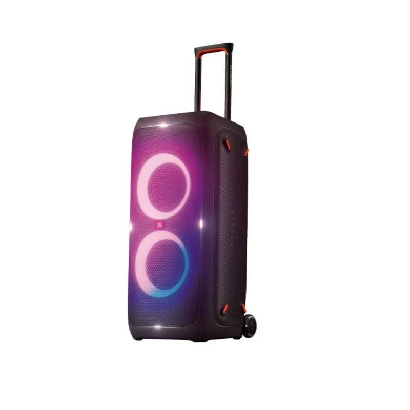 JBL PartyBox 310 portable Bluetooth party speaker with 240W sound, RGB lights, 18-hour battery, and splashproof design.