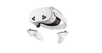 White Meta Quest 3S VR headset with controllers on a white background