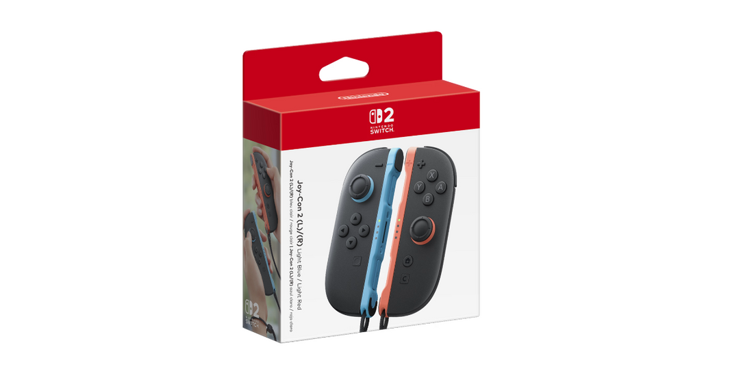 Packaged Nintendo Switch Joy-Con controller with red top on a white background