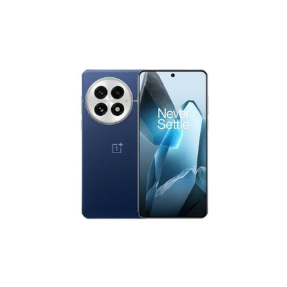 Back and front view of the blue OnePlus 13 5G