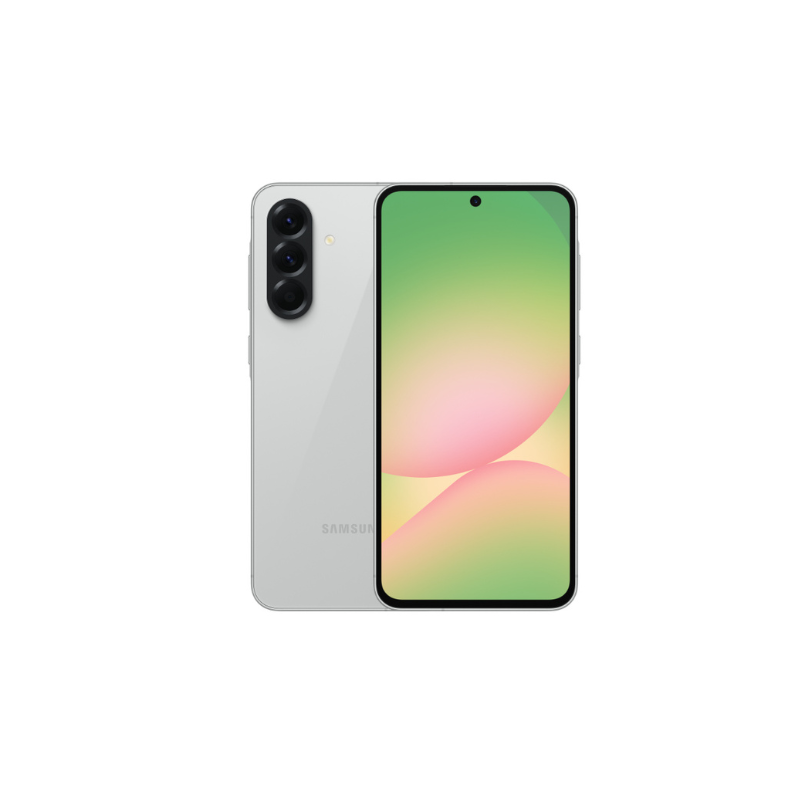 A front and back view of the grey Samsung Galaxy A56 5G 