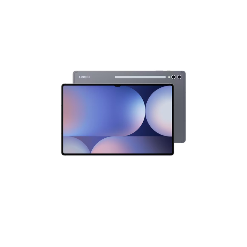 Back and front display of the black Samsung Galaxy Tab S10+ 
