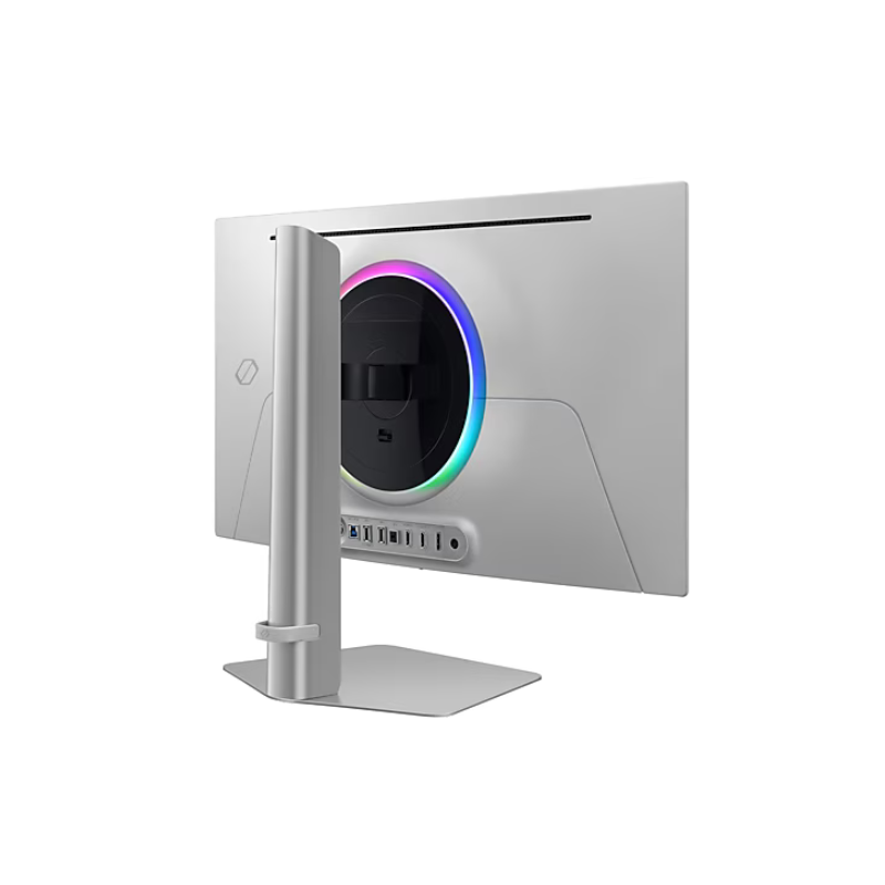 Samsung Odyssey OLED G6 27" (G60SD) QHD Gaming Monitor with RGB lighting on a white background