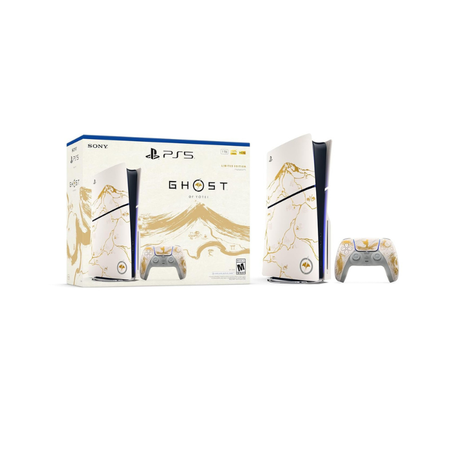 Sony PS5 Slim Ghost of Yotei Gold Limited Edition Bundle with matching DualSense Controller - Kintsugi Design