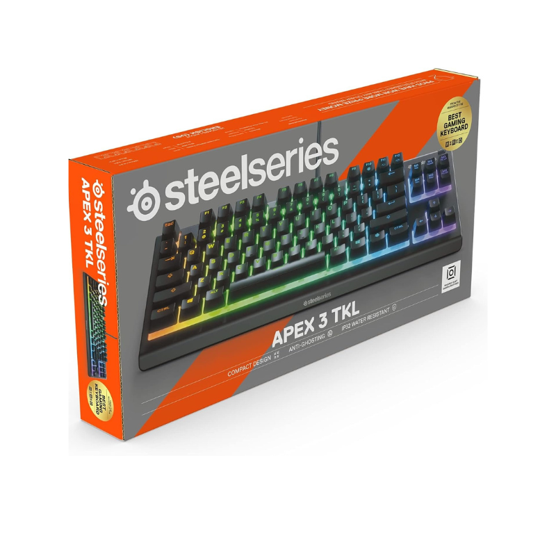 SteelSeries SteelSeries Apex 3 TKL RGB Gaming Keyboard packaging on a white background