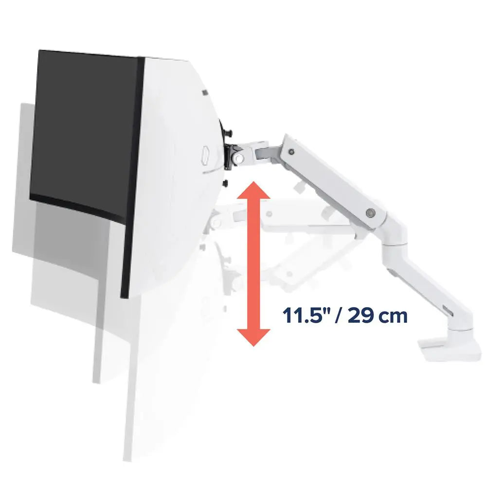 UltraArm Heavy Duty Monitor Arm mounted on a desk holding a 35-inch screen – adjustable, ergonomic, space-saving monitor stand available at iTey Store Kenya.