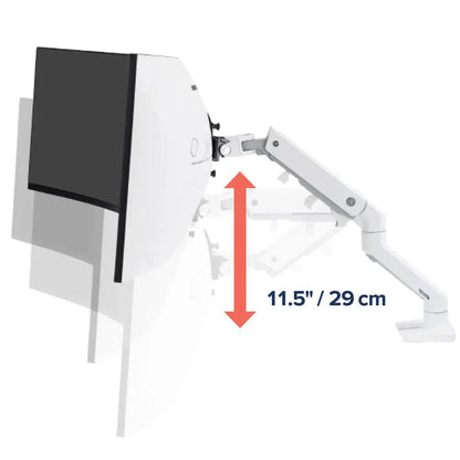 UltraArm Heavy Duty Monitor Arm mounted on a desk holding a 35-inch screen – adjustable, ergonomic, space-saving monitor stand available at iTey Store Kenya.