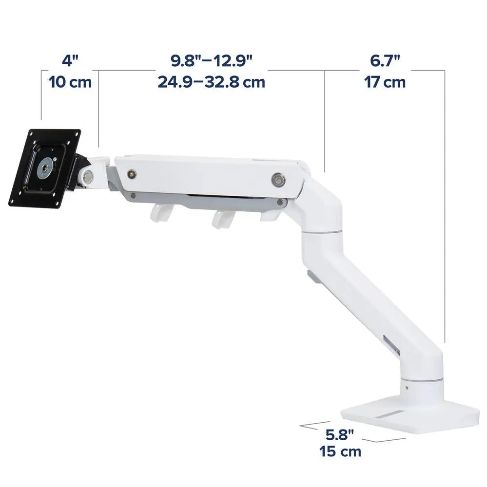 UltraArm Heavy Duty Monitor Arm mounted on a desk holding a 35-inch screen – adjustable, ergonomic, space-saving monitor stand available at iTey Store Kenya.