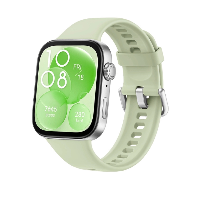 Huawei Watch Fit 3 in Forest Green – stylish wellness smartwatch with green silicone band, perfect for fitness and lifestyle.
