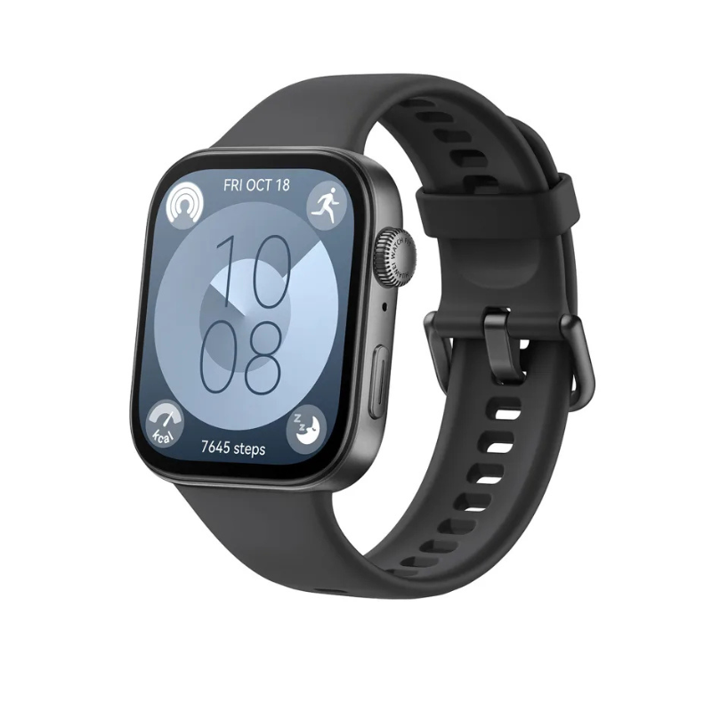 Huawei Watch Fit 3 in Midnight Black – sleek AMOLED fitness smartwatch with black silicone strap, available at iTey Store Kenya.