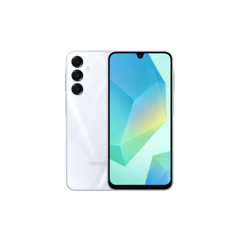 Samsung Galaxy A16 showing front and back on a white background