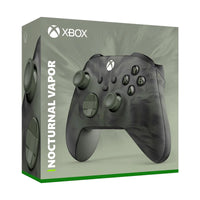 The product image shows the packaging of the Xbox Series X Wireless Controller in Nocturnal Vapor color. The controller is depicted in shades of light and dark green with a swirl pattern, and the packaging is labeled accordingly.